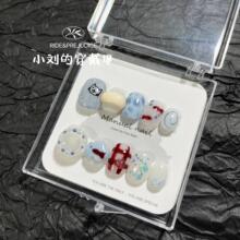 纯手工制作可爱卡通少女短圆穿戴美甲贴片可拆卸A287