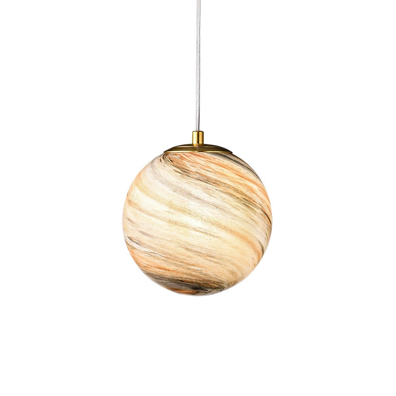 Modern and minimalistic glass ceiling lamp for bed, copper lights