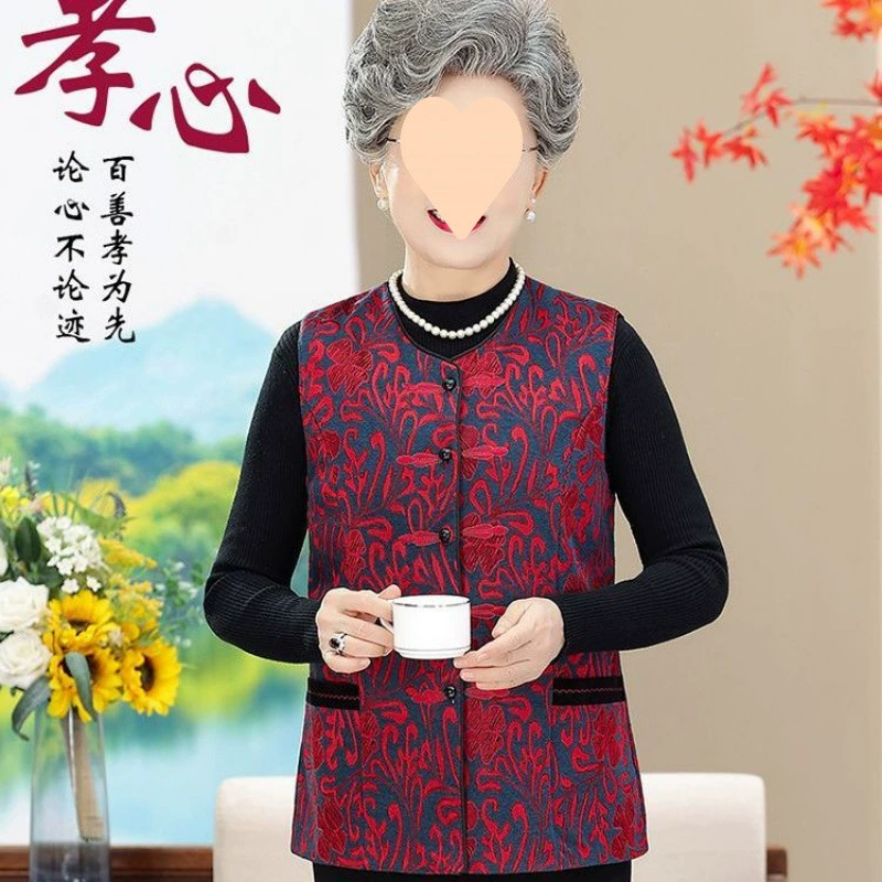 Новое весенне-осеннее пальто бабушки для женщин среднего и пожилого возраста, жилет для мам, верхняя одежда для женщин среднего и пожилого возраста.