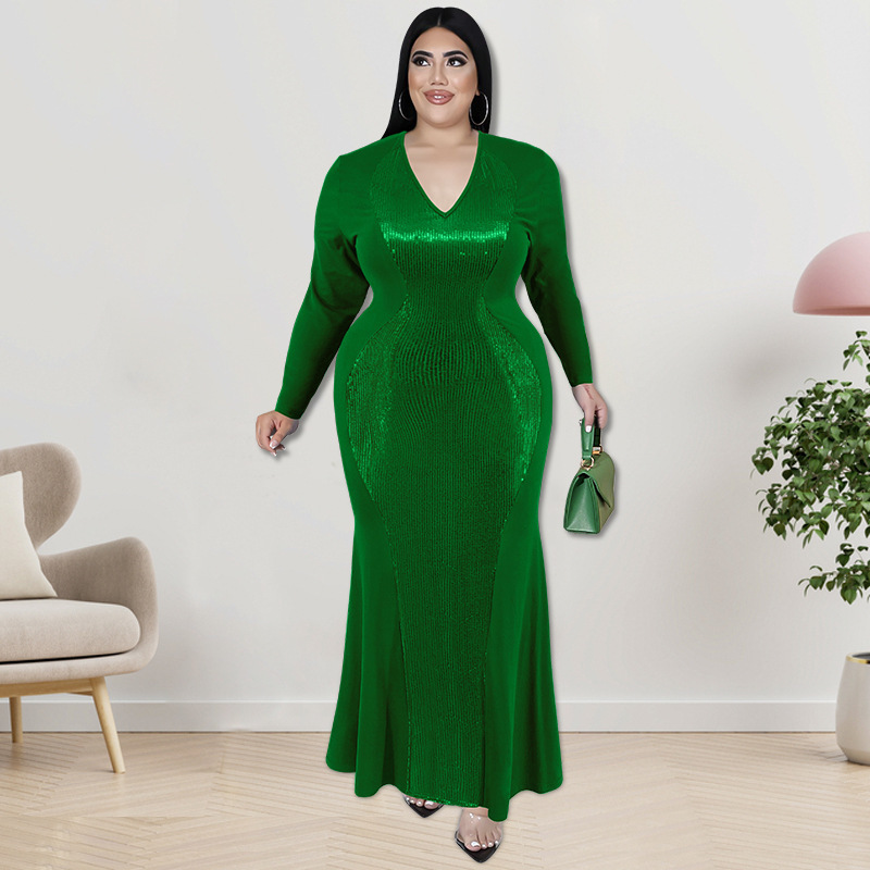 218227クロスボーダーの大きいサイズの婦人服の卸売りの商品の長袖の玉のワンピースの秋のアマゾンの新商品の源工場|undefined