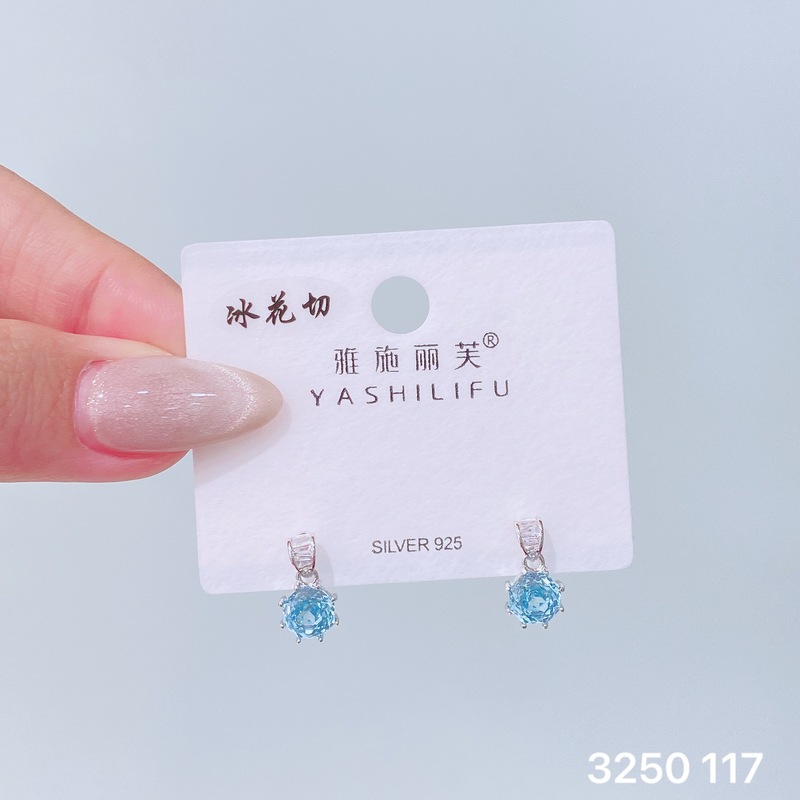 Yashilifu s925 スターリングシルバークロスボーダーホット輸入アイスフラワーカットイヤリング高級ハイエンド光沢のある女性のイヤリング新しい|undefined