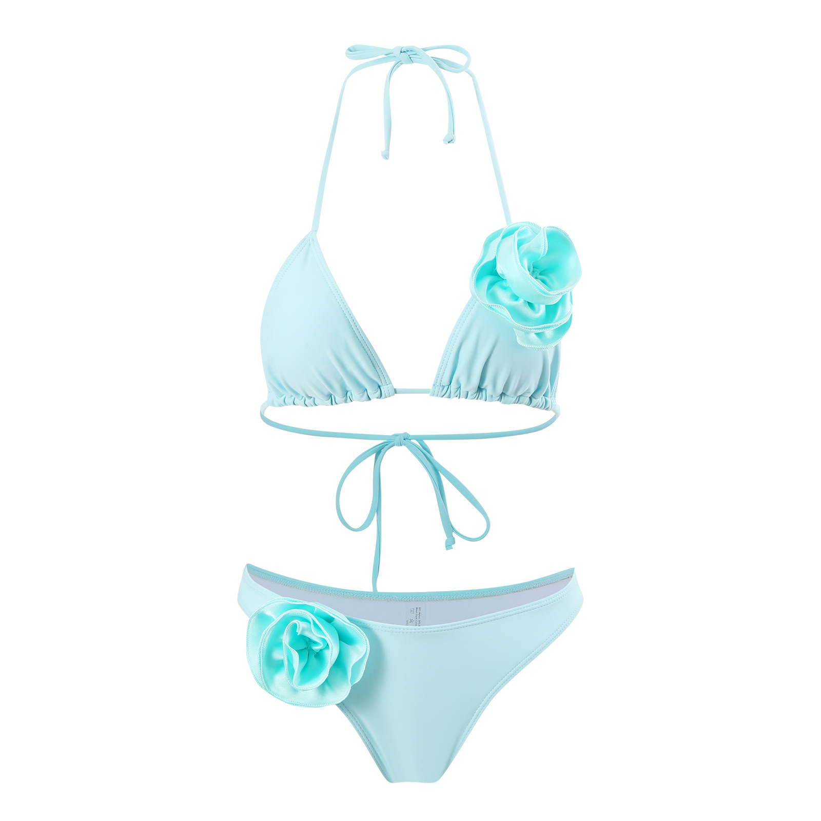 Mujeres Color Sólido Flor Juego De 2 Piezas Bikinis Traje De Baño display picture 8