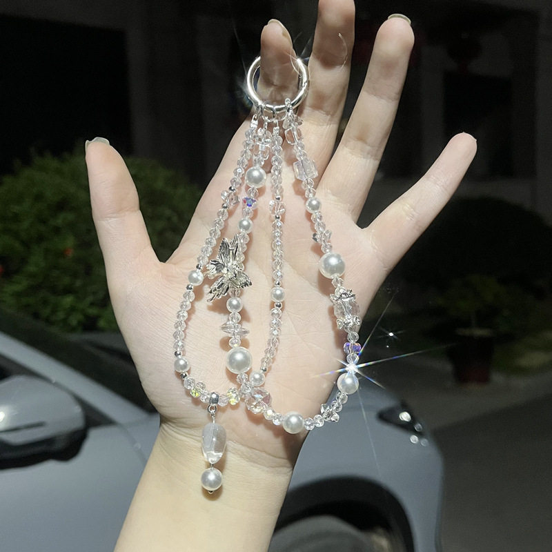 [Designer Edition] White Crystal Phone Chain Phone Pendant for Women, Exquisite and High-End Creative Phone Accessory