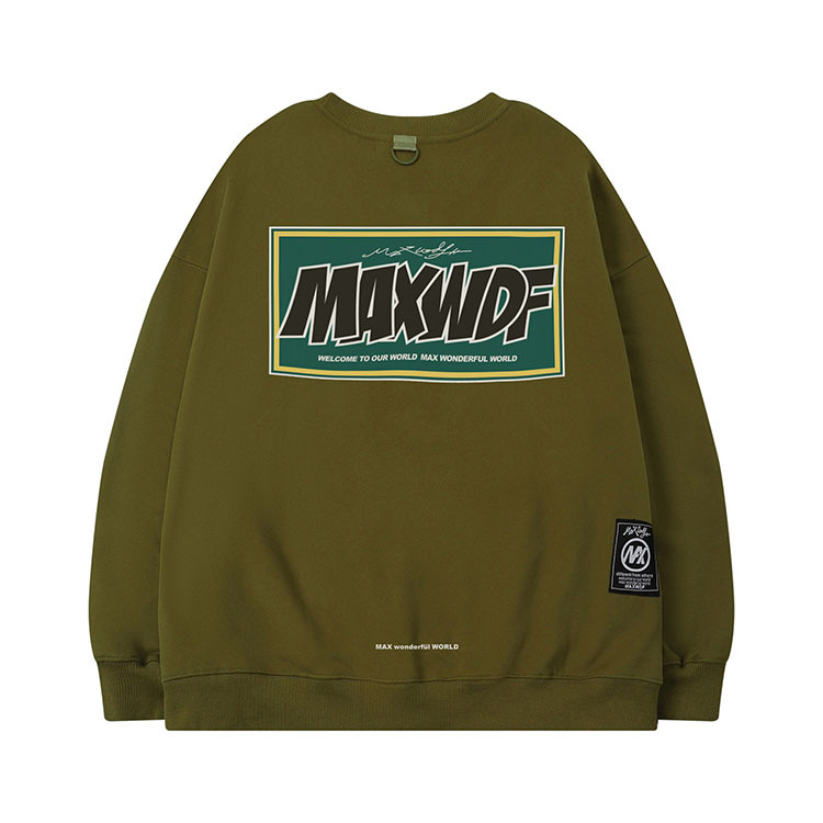 Men's Clothing MAXWDF round neck pullover heavy square frame English sweatshirt 400G light wool plus velvet couple style loose_voghion.com