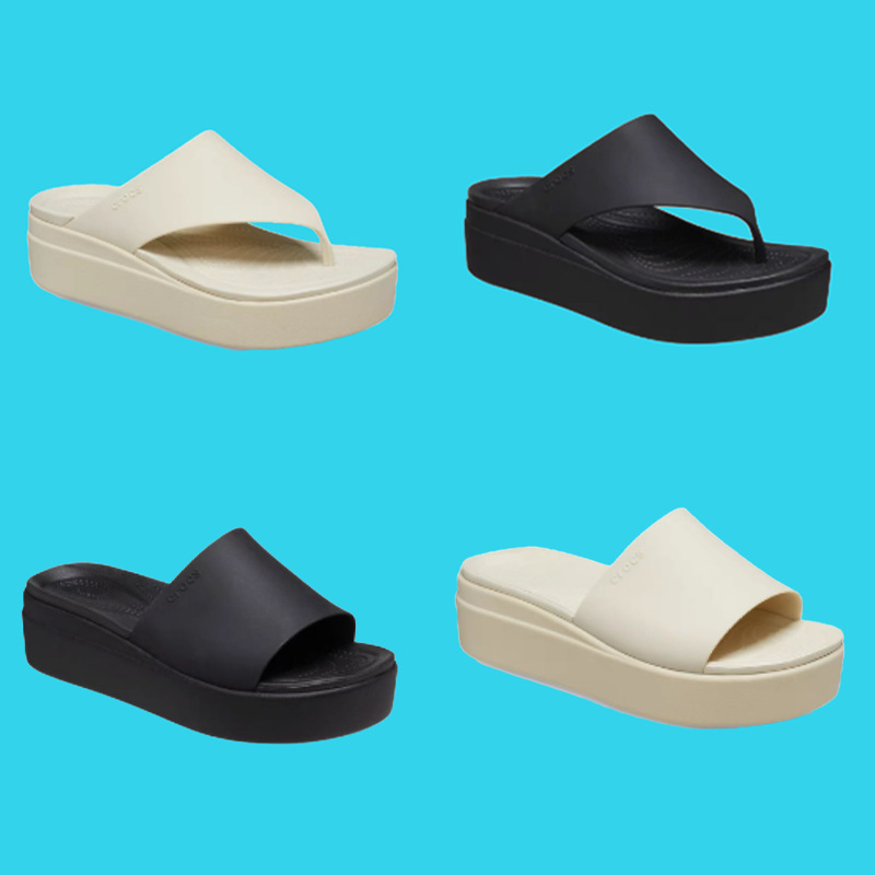 Crocs Brooklyn Thick-Soled Platform Sandals Flip-Flops Outdoor Leisure New Fashion Non-Slip Sandals