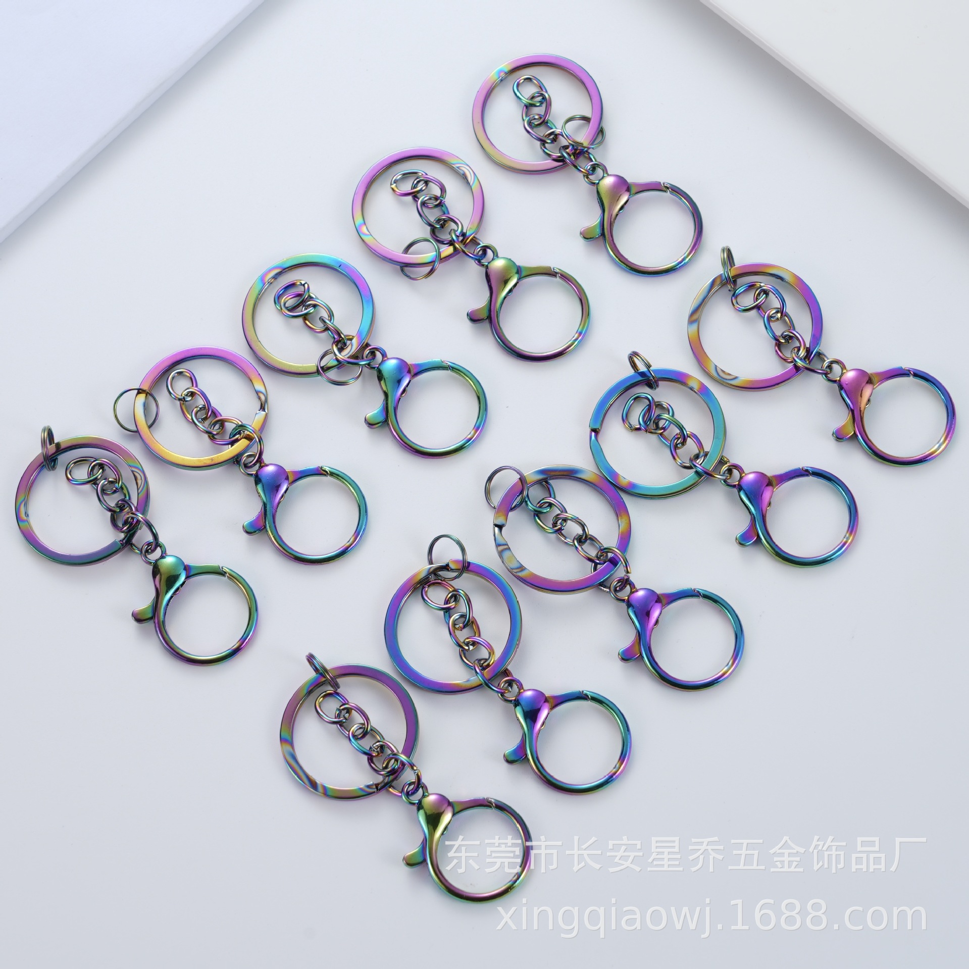 Llavero de langosta de colores con baño galvanizado, set de 3 piezas, vacío, venta al por mayor de fábrica