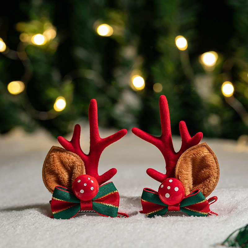 Adorable cabello de Navidad corno de ciervo cinco estrellas cabeza de banda de cabello de Navidad para niños corpos de cabello de decoración accesorios clipes de cabello
