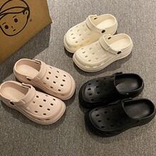洞洞鞋女夏季增高百搭耐磨包头拖外穿不臭脚纯色轻便踩屎感凉拖鞋