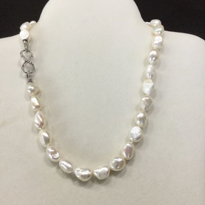 Irregular freshwater Pearl natural personality Necklace fashion 18k Baojin 8-character buckle