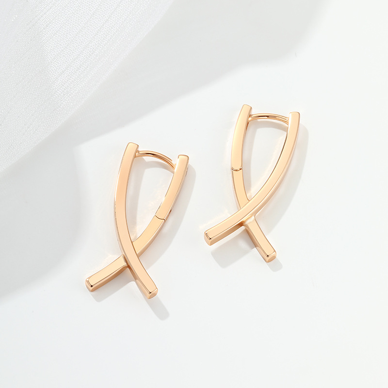 Aretes de Hebilla Cruzados de Aleación, Estilo Retro, para Mujer image 4