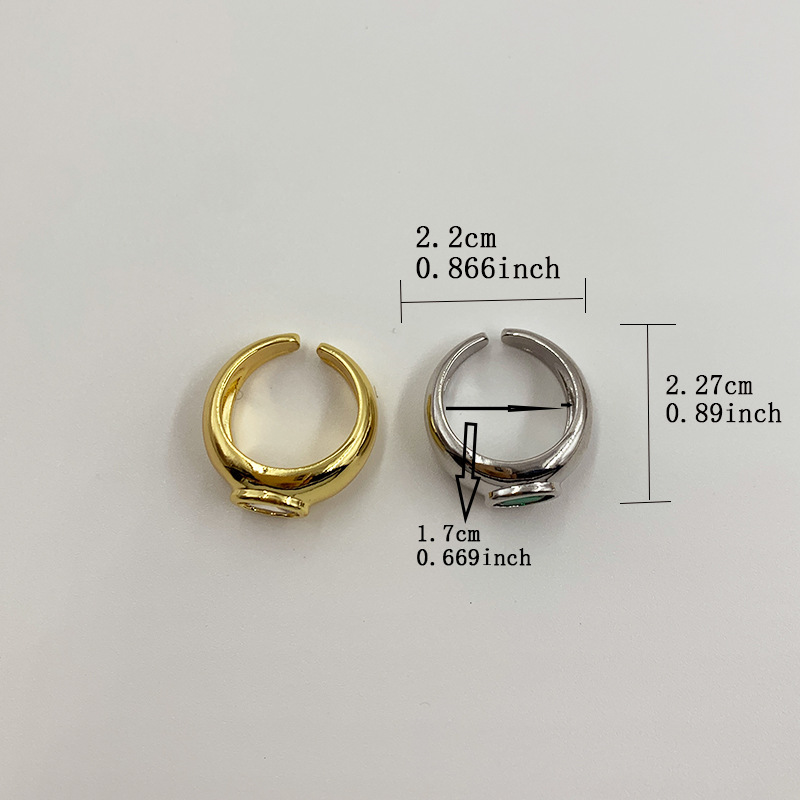 Brass Plating Geometric Zircon Open Rings display picture 2