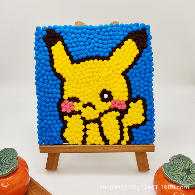 DIY ヘアボール絵画手作り材料パッケージクリエイティブ子供の漫画アニメーション装飾絵画ステッカー絵画屋台卸売|undefined