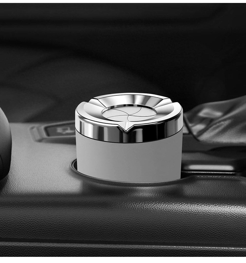 Rotating ashtray, new high-end luxury stress-relief car ashtray, thickened stainless steel, rotating closure to prevent ash from flying