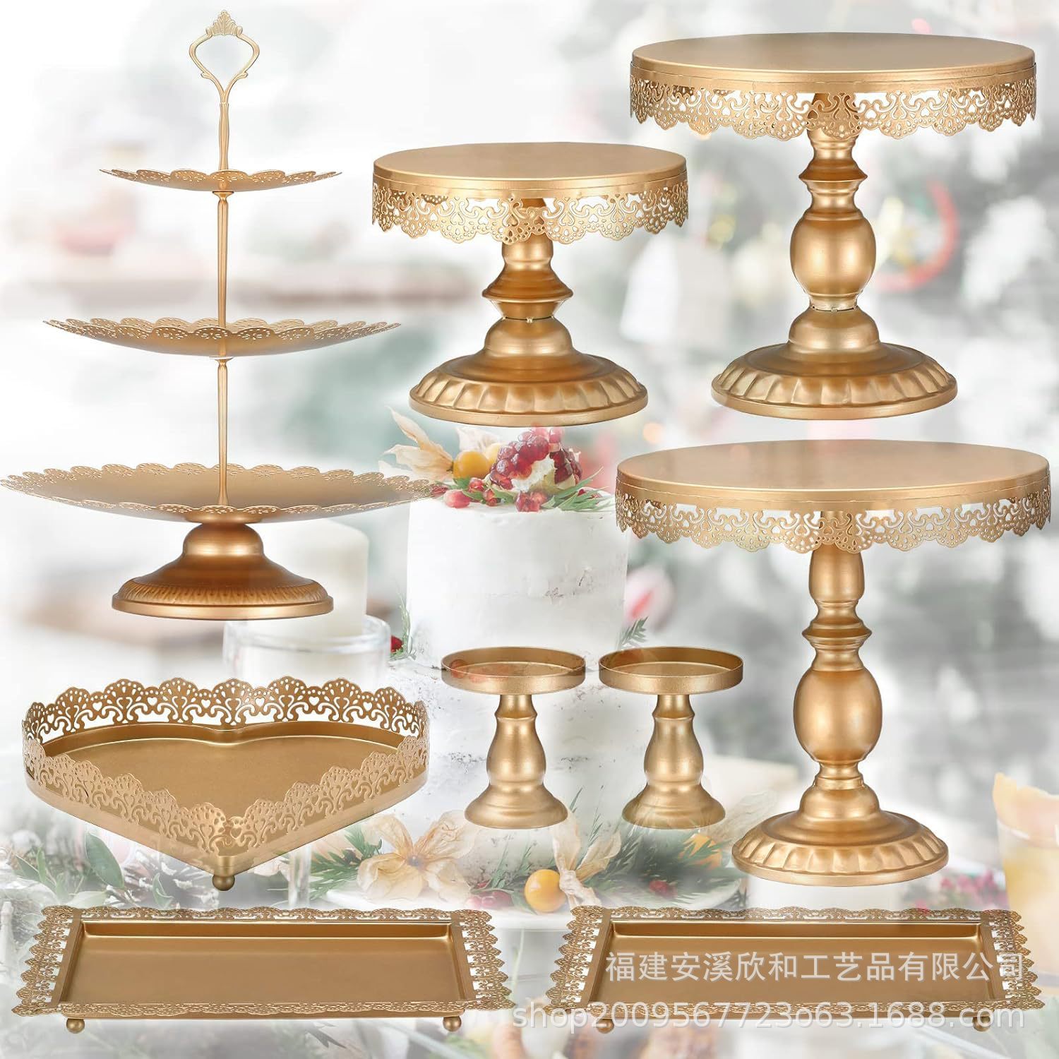 Estante de pastel europeo de bodas de encaje estante de pastel de bocadillos de postre decoración de la mesa de postres props de boda 12 piezas conjunto estante de pastel