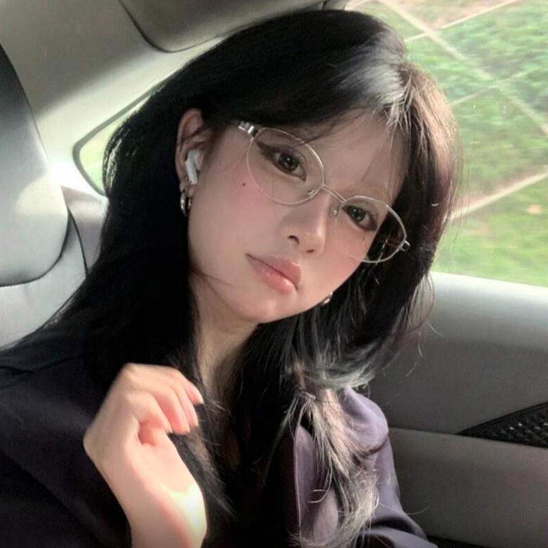 网红老钱风高级感金丝半框眼镜女书呆子素颜神器椭圆眼镜架防蓝光|undefined