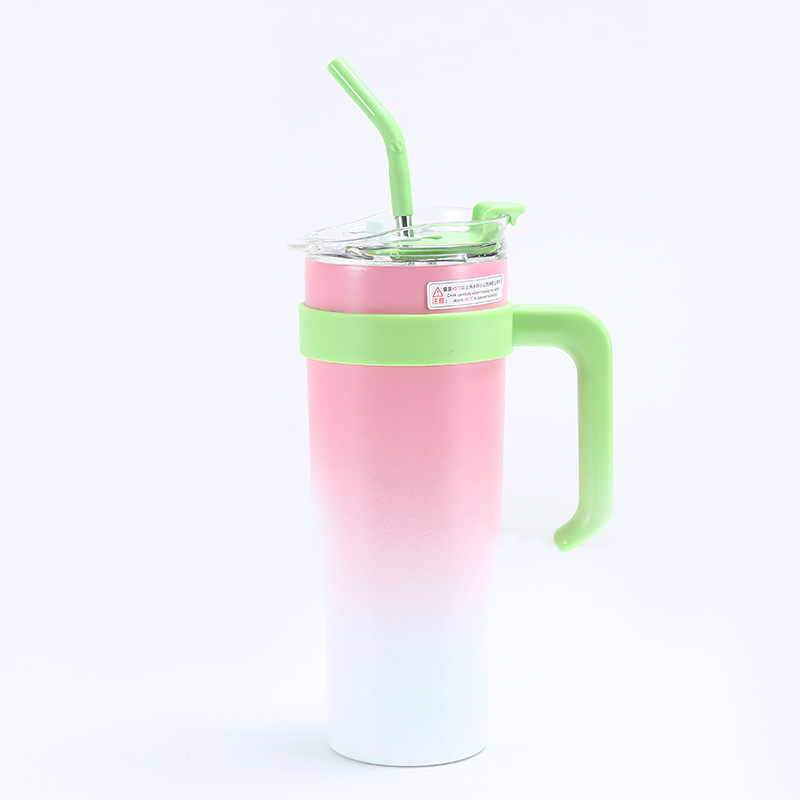 Taza grande multicolor 40 oz estilo Big Mac, vaso de agua con pajilla reutilizable, ideal para bebidas frías o calientes