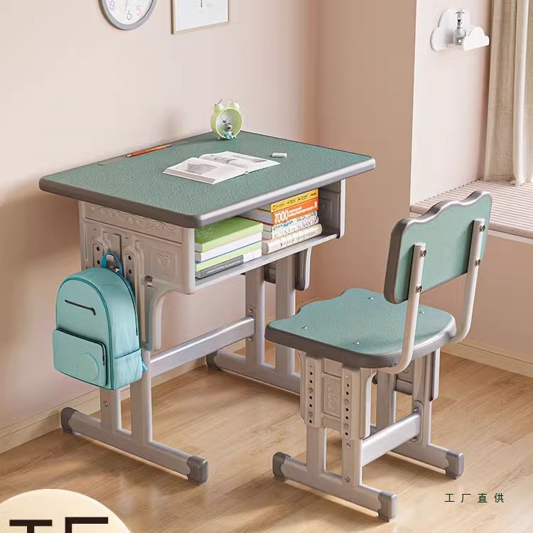 Children's Study Table Can Be Lifted and Lowered for Home Primary School Students to Write Homework Desk School Training Class Desk and Chair Set