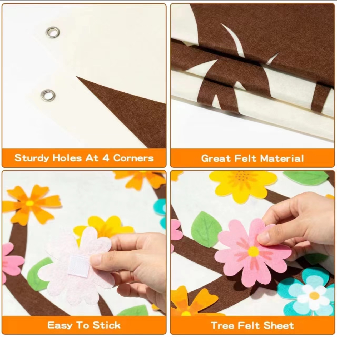 Nuevo tablero de primavera y otoño fieltro storyboard flores y pájaros otoño árbol de arce niños DIY fieltro regalo de San Valentín