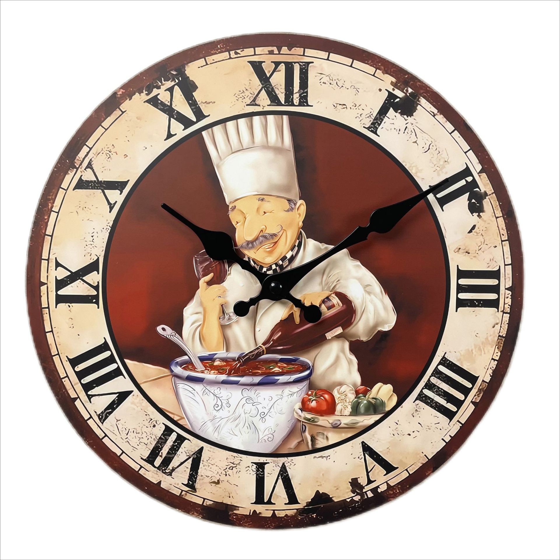 2D sin marco pintura flor reloj de pared redondo de 10 pulgadas reloj electrónico minimalista creativo hogar escaneo segundo reloj de venta caliente transfronteriza