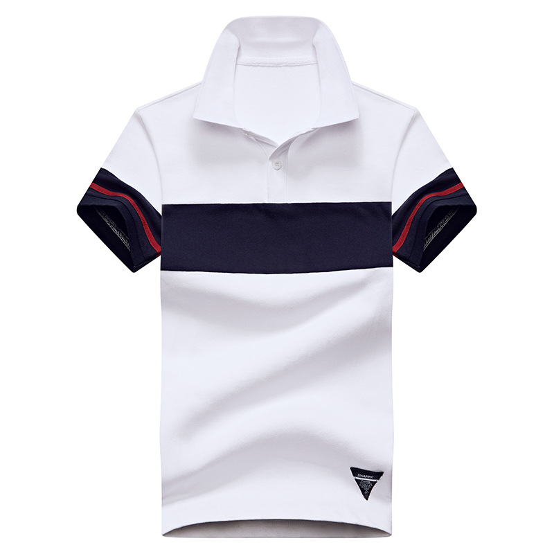 2021 new pattern Color matching leisure time Young models Polo summer Lapel Short sleeved T-shirt