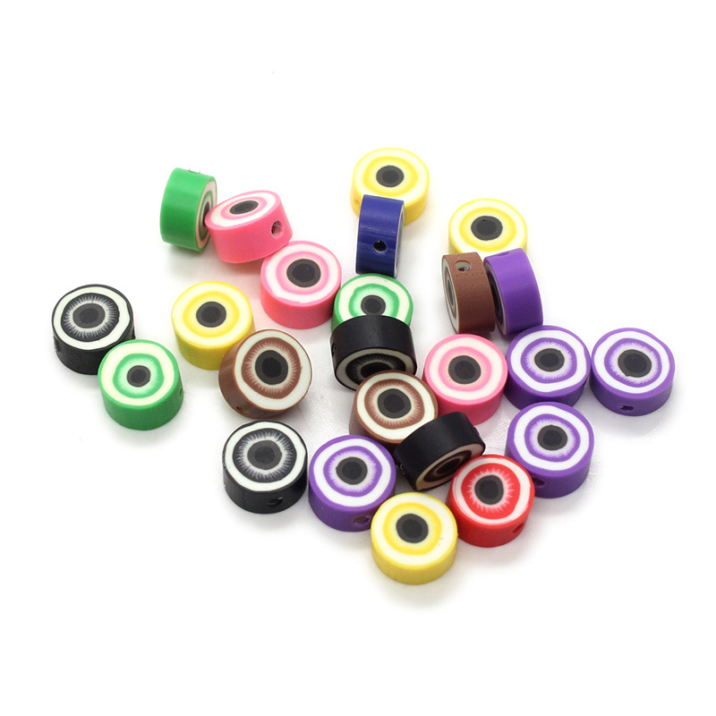 Cuentas de cerámica suave DIY, caras sonrientes, sueltas para pulseras y collares