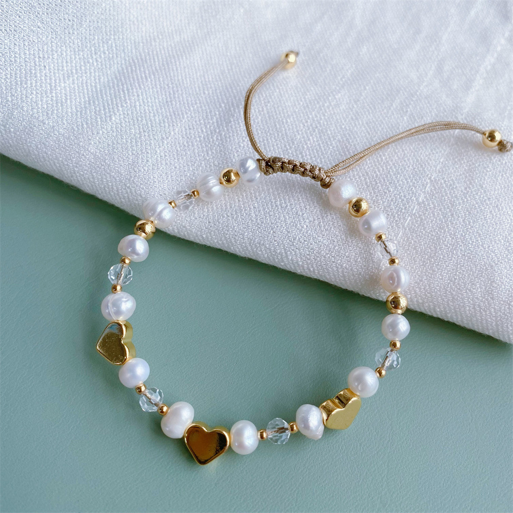 1 Piece Fashion Heart Shape Freshwater Pearl Handmade Bracelets display picture 6