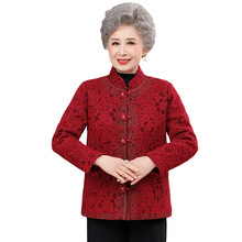 妈妈秋冬夹棉厚外套唐装加肥大码喜婆婆汉服中老年时尚女装过年服
