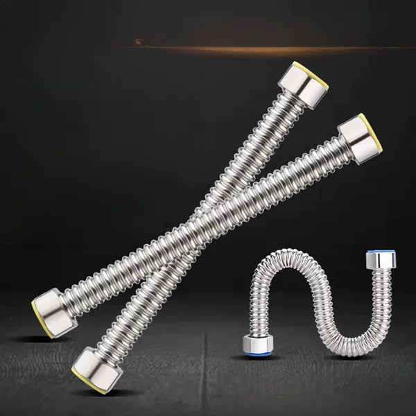 Lingxuan household 4 points bellows water pipe 304 stainless steel metal explosion-proof water inlet hose electric water heater accessories