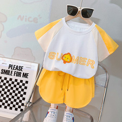 Men's Summer 2021 New Children's Wear Baby Casual Short Sleeve Set Summer Clothing for Little Girls Shorts Two-Piece Set