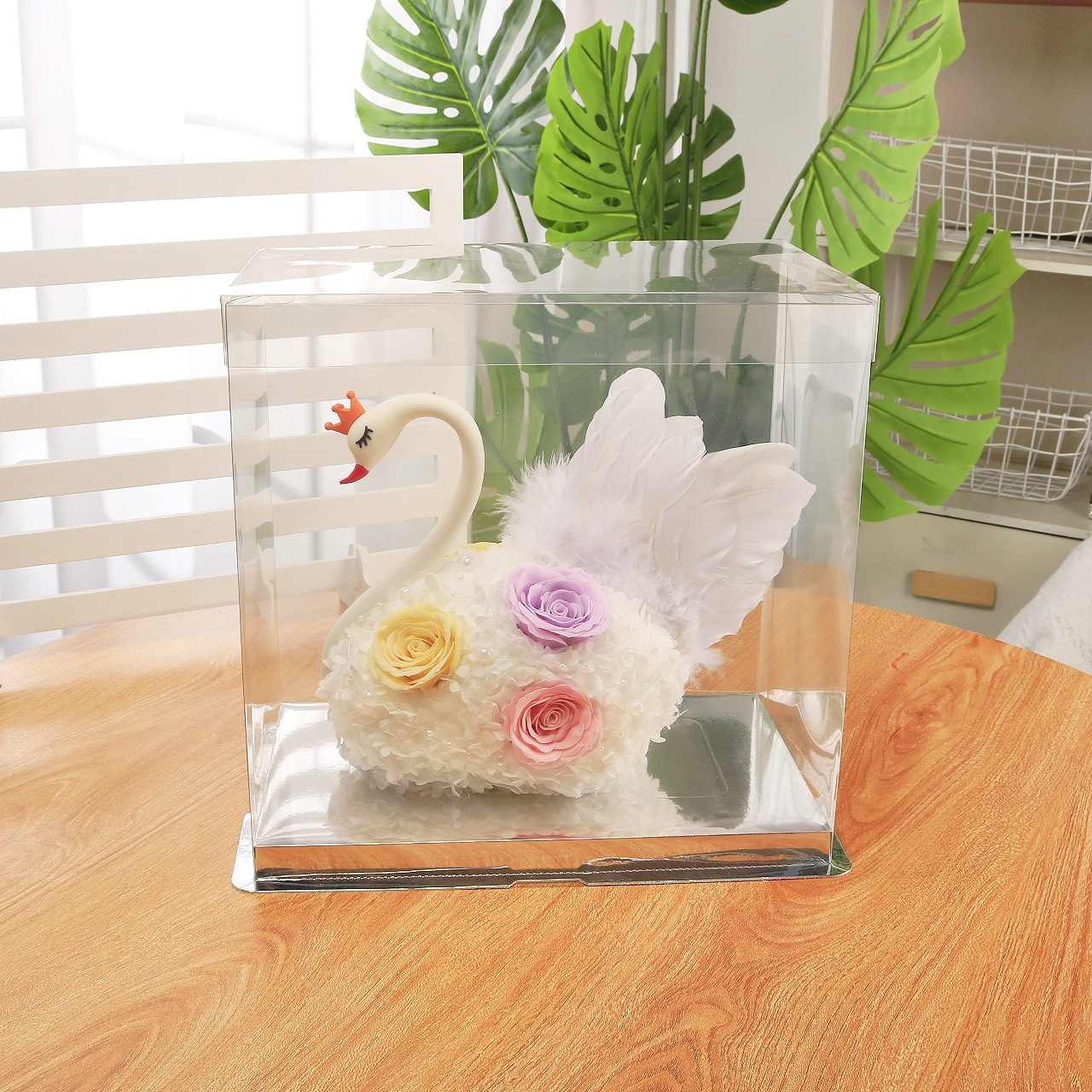 Flor preservada oso rosa 520 regalo del Día de San Valentín tienda de flores supermercado PE espuma flor abrazo oso rosa