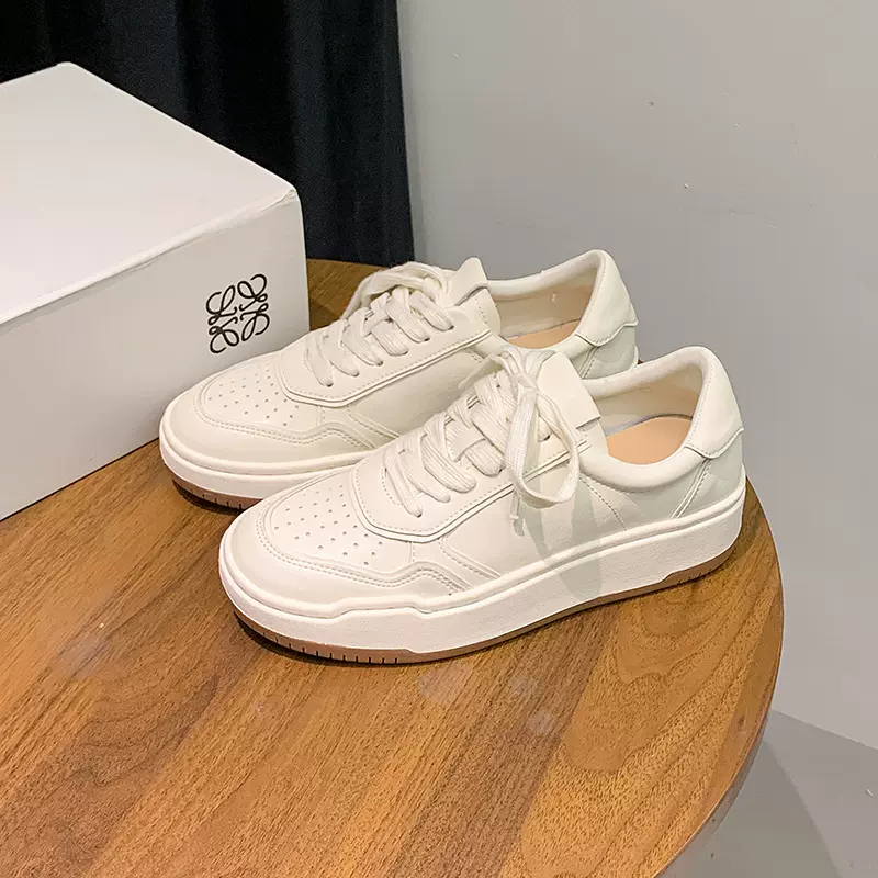 牛皮版~真皮厚底小白鞋时尚爆款百搭平底运动鞋增高休闲板鞋女款