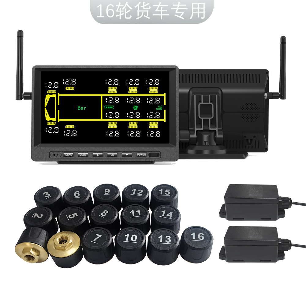 Truck Large-Screen Tire Pressure Monitor Tpms 14-Wheel 16-Wheel 18-Wheel 20-Wheel 22-Wheel External Tire Monitoring System