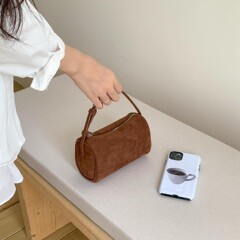 麂皮绒包2025秋冬新款简约百搭小手提包拉链小众高级感单肩斜挎包