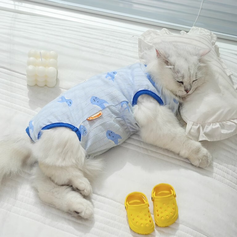 猫の避妊服、メス猫の手術服、通気性のある綿服、離乳服、オス猫の舐め防止手術後のペット猫|undefined