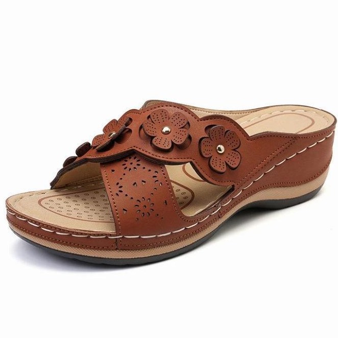 Women's Floral Cutout Wedge Sandals Retro Plus Size_vogvips.com