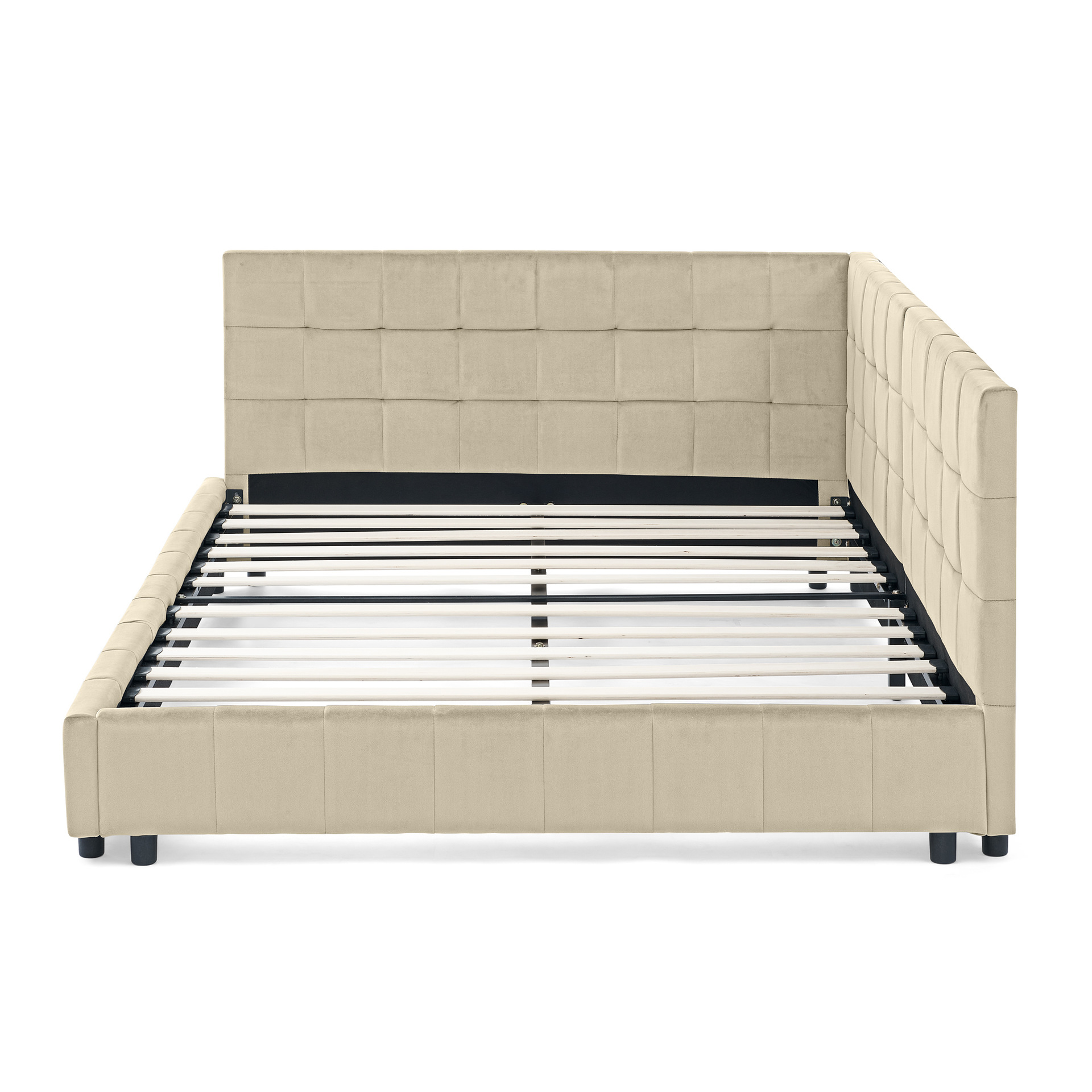 Camas de tela modernas y simples, lujosas nórdicas, camas dobles de dormitorio principal, paquetes blandos pequeños, red