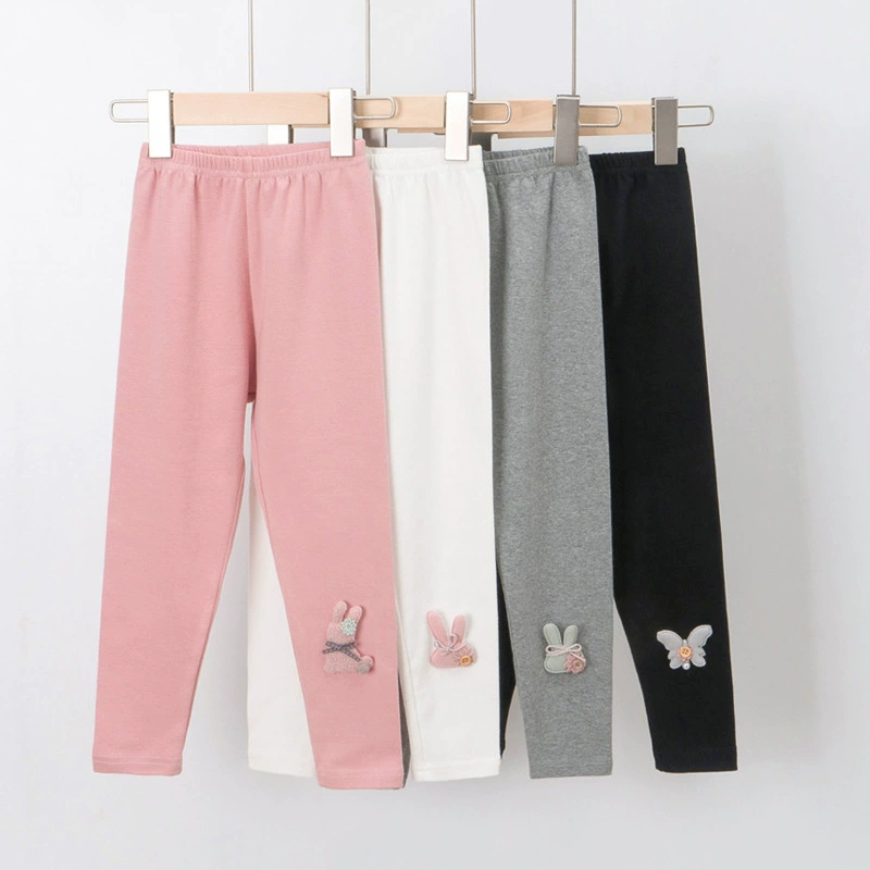 Woolen leggings, cartoon children's knitted elastic colored trousers