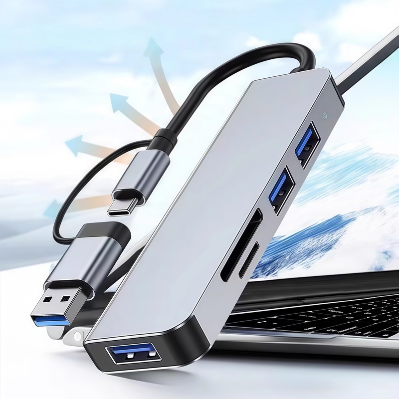 跨境usb hub5合1集线器一拖四3.0笔记本电脑typec分线器usb扩展|undefined