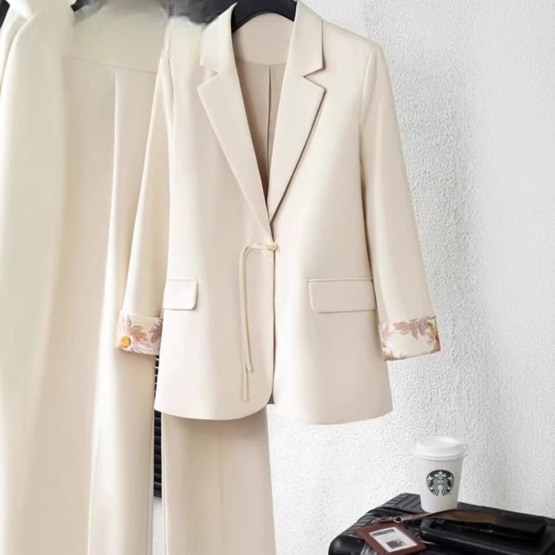 Plus-Size New Chinese-Style Women's Suit 2026 New Model High-End Casual National Style Blazer Wide-Leg Pants Two-Piece Set