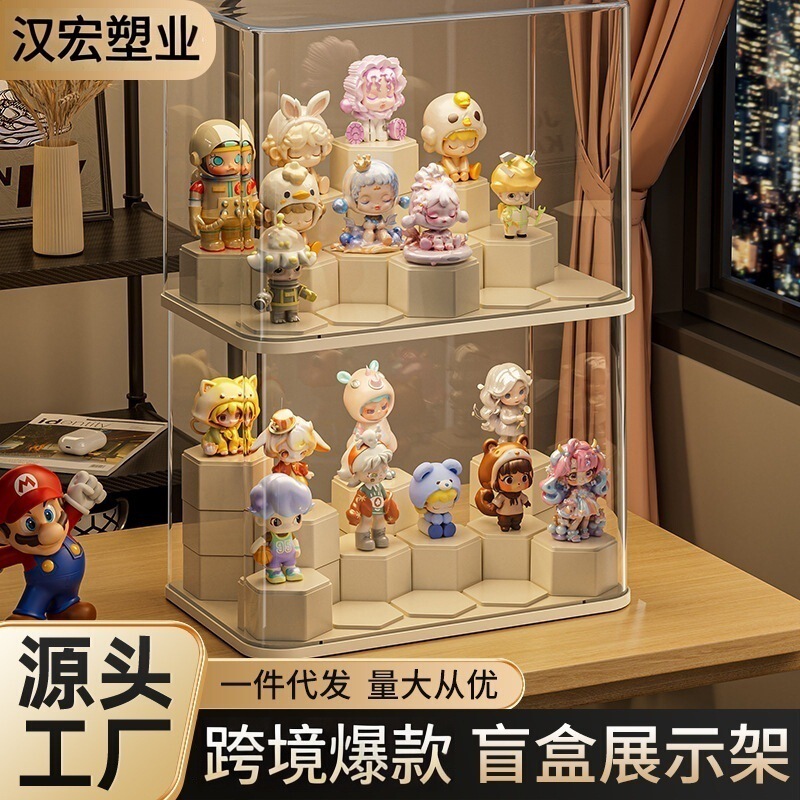 盲盒收纳神器泡泡玛特防尘展示盒手办透明展示架玩具收纳盒展示柜|undefined