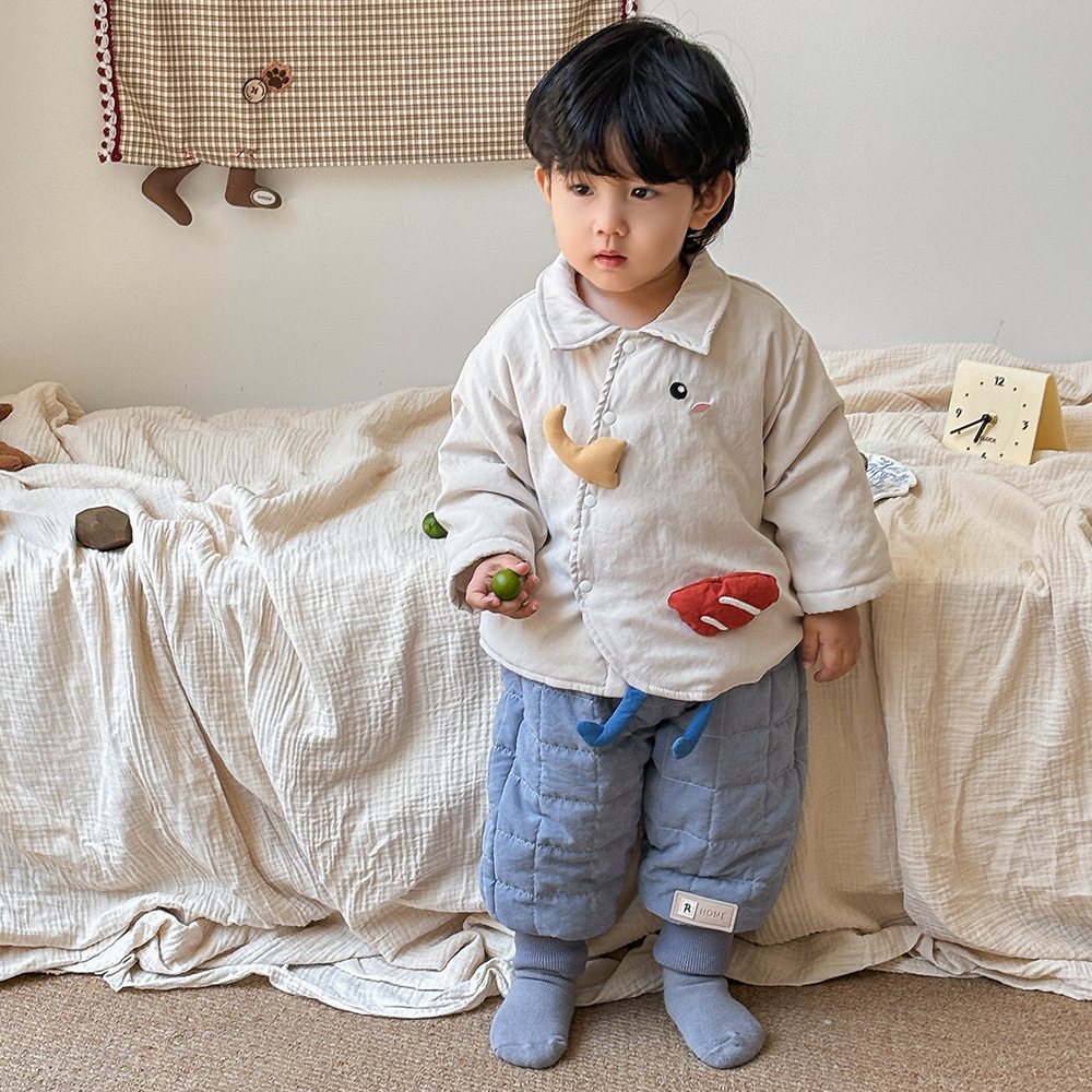Traje de otoño e invierno para bebés, abrigo grueso y cálido, ropa de invierno acolchada, lindo y súper lindo, ropa de salida para bebés de 1 a 3 años