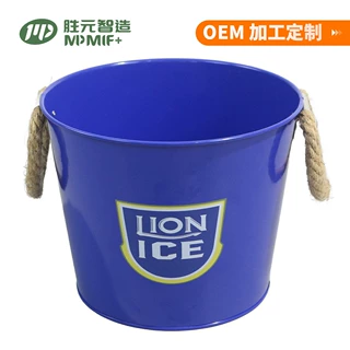 定制金属冰桶 铁皮麻绳挽手啤酒桶饮料桶 镀锌铁双耳冰桶 铁皮桶
