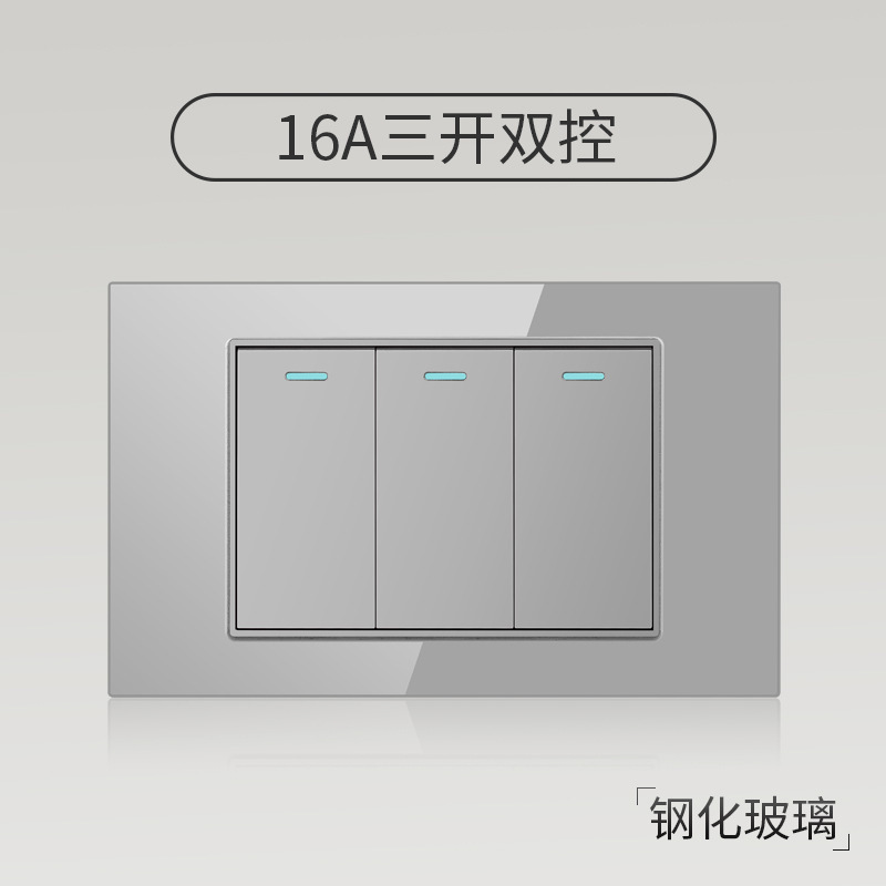 Enchufe de pared con interruptor de vidrio templado gris tipo C estándar americano de 110 V de Taiwán, panel de enchufe de pared con carga rápida de 20 W y atenuación