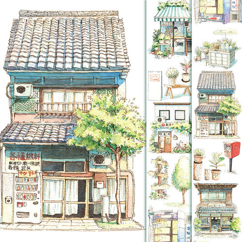 Base landscaping original character hand ledger sticker special oil and paper tape diy hand ledger decorative hand ledger tape wholesale