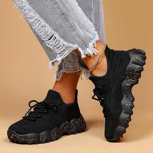 Women's Simple Plain Lace Up Low Top Casual Sneakers