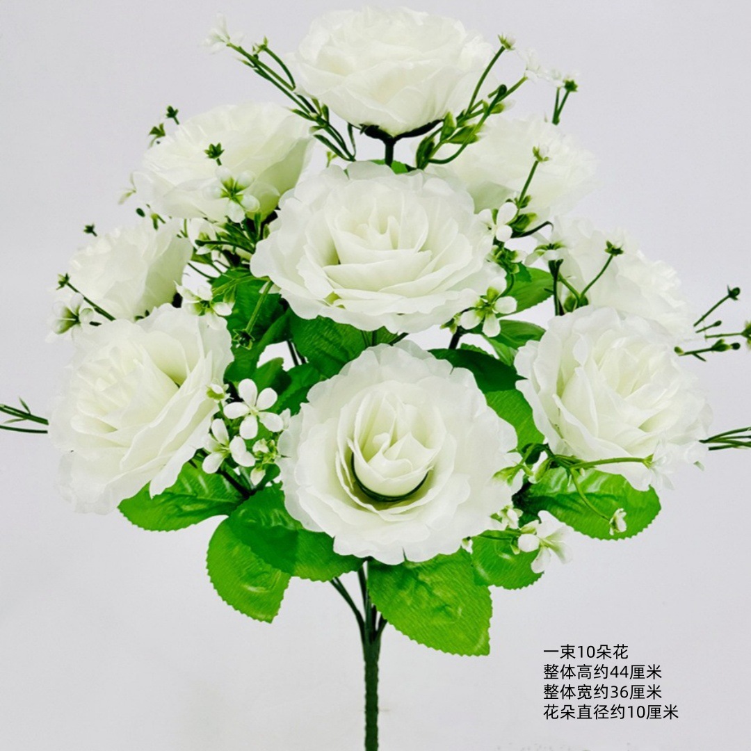 Flores de imitación de 10 flores de alto tallo princesa rosa tela de seda rosa decoración del hogar de alta calidad sala de estar mesa de comedor arreglos de flores