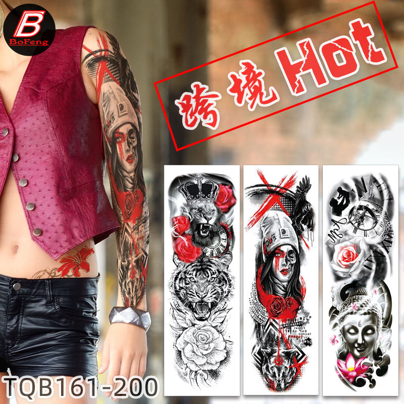 Full Arm Tattoo Stickers for Men and Women, Full Arm Waterproof Tattoo Stickers, Cross-Border Large Picture Flower Arm Set, Temporary Tattoo