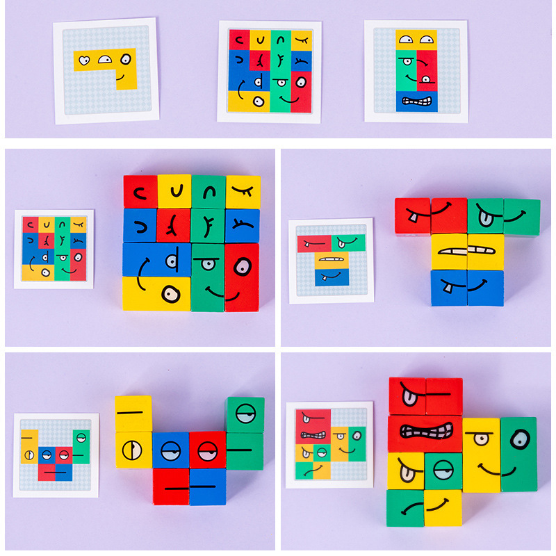 Bloques de construcción de cubos que cambian la cara desarrollo de inteligencia para bebés divertido juego de mesa pensamiento geométrico tridimensional entrenamiento juguetes educativos para niños