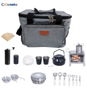 Cocinas de camping set de cocinas de café al aire libre cocinas de cocinas hervidoras de agua hervidoras de café portátil paquete completo