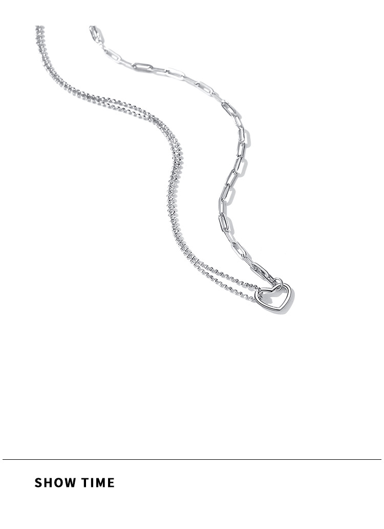 Sunburst Heart Double Layer Necklace For Women Collarbone Chain_voghion.com